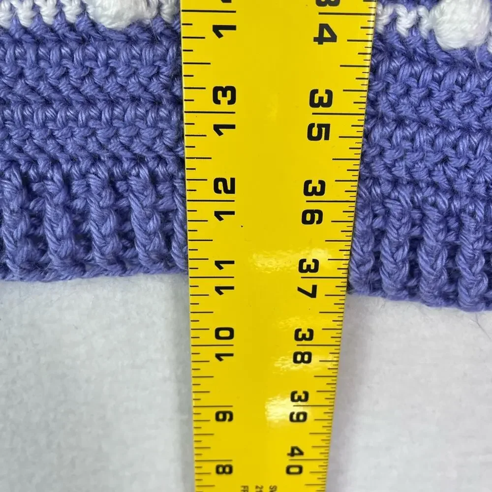 Baby Blanket Handmade Popcorn Crochet Purple and White 33